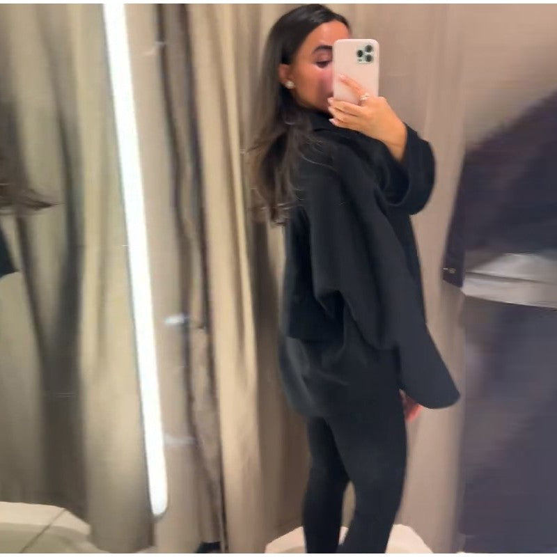 Woolen Zipper Loose Short Jacket Women Long Sleeve Lapel Solid 2025 Autumn Winter Commute Coat Street Office Warm Ladies Outwear