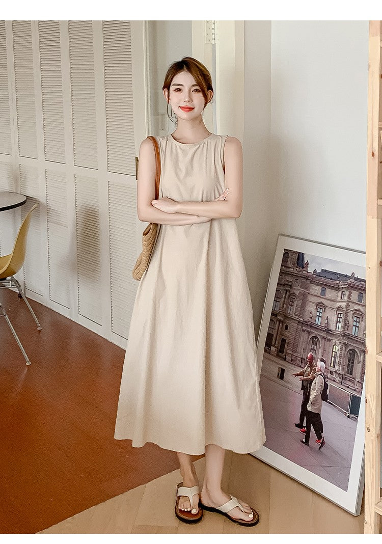 NYFS 2025 Summer New Korea Woman Dress Vestidos Robe Elbise Loose Plus Size Solid Sleeveless Backless Long Dress L-4XL
