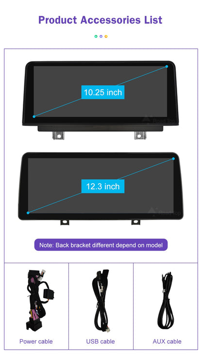 Tela de toque multimídia 1920*720 para BMW Série 1/2/3/4 F20/F21/F22/F30/F31/F33/F34/F36, sistema Android Auto NBT com Carplay sem fio