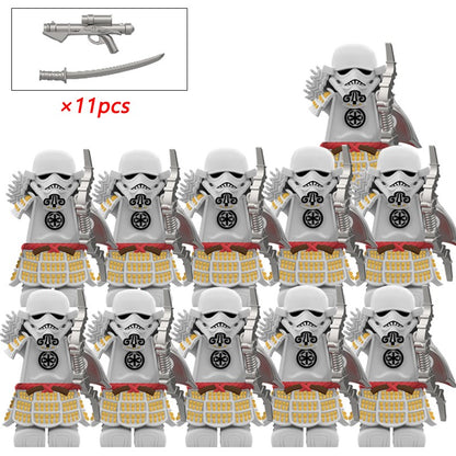 Armadura de Storm Samurai Trooper Soldado Branco Articulado DY325 com Armas (Pistola e Katana) - DY Minifigs