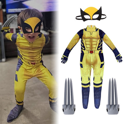 Wolverine Logan Battle Suit Claws Mask DEADPOOL 3 Movie Character Kids Adults Role Play Costume Wolf Paws Bodysuit Comic Con
