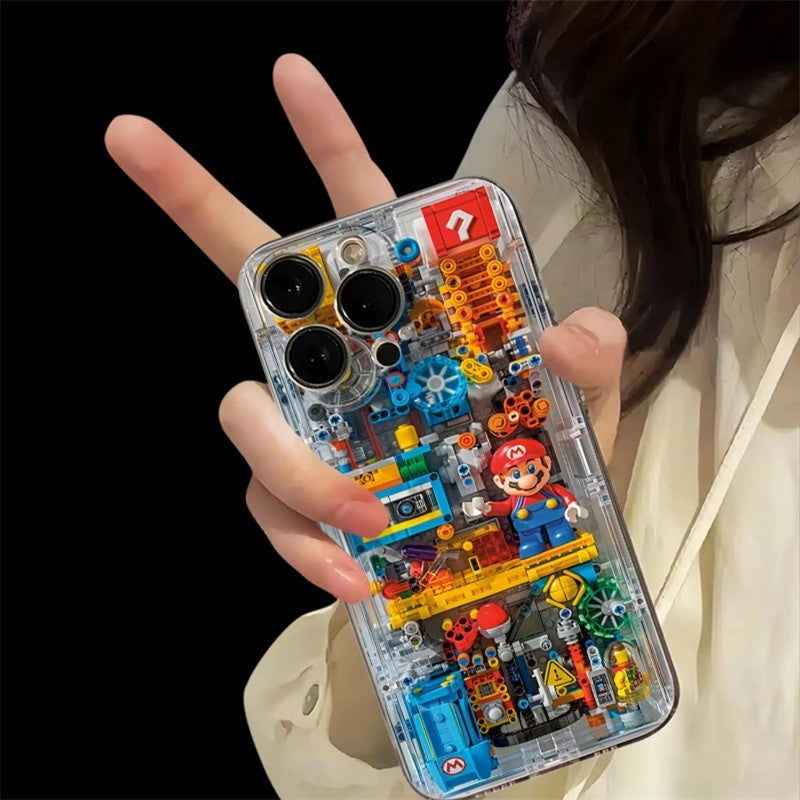 Fashion Building Blocks M-Marios Phone Case For iPhone 17 16 15 14 13 12 11 Mini Pro Max XR XSMax 8 Plus SE20 Transparent Cover