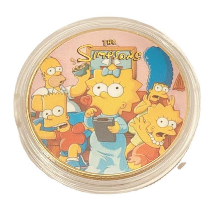 The Simpsons Artesanato de Metal Moedas Comemorativas Anime Periféricos Coleção Moedas Moeda de Ouro Desenho Animado Fofo Moeda da Sorte Brinquedos Infantis Presente