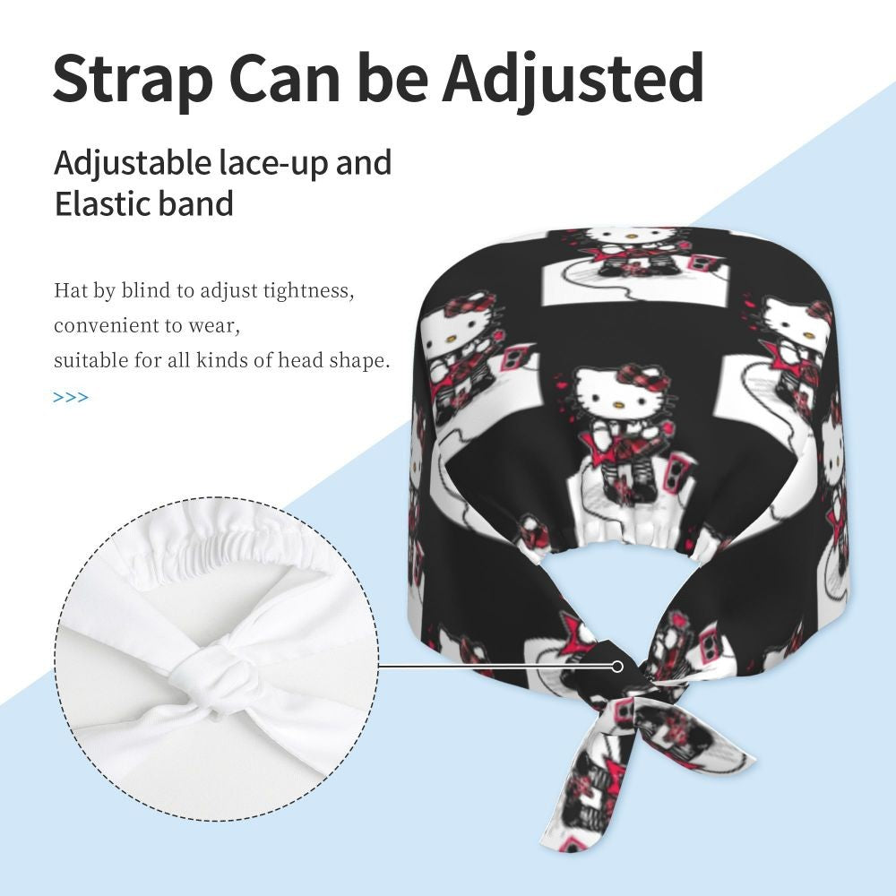 Custom Hello Kitty Medical Staff Scrubs Hat Women Men Cartoon Chara For Chef Hat Scrub Caps