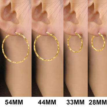 Cazador Geometric Hoop Earrings Women 28-54MM Real Gold Plated Stainless Steel Earrings Trend 2025 Jewelry Party Birthday Gift