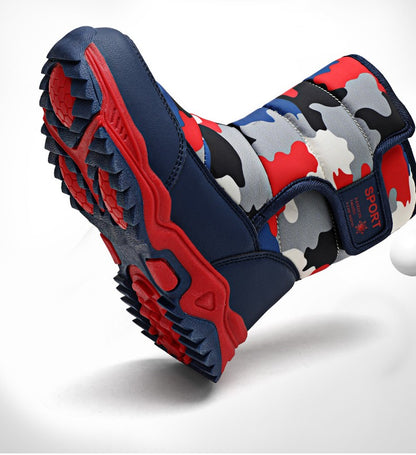 2025 Winter Children Shoes Plush Waterproof Fabric Non-Slip Girl Shoes Rubber Sole Snow Boots Fashion Warm Outdoor Boots