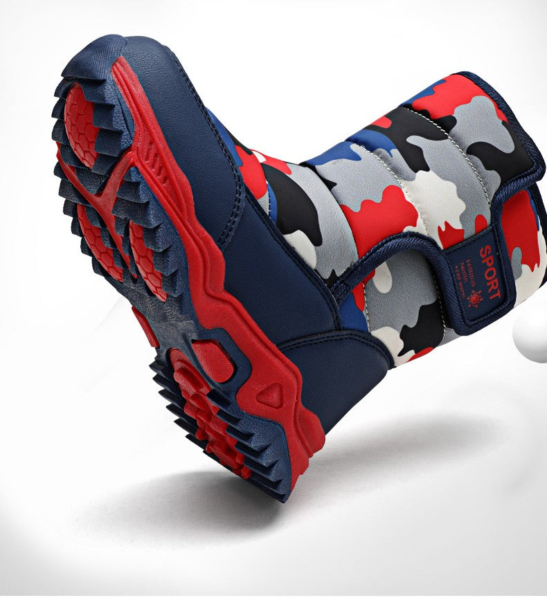 2025 Winter Children Shoes Plush Waterproof Fabric Non-Slip Girl Shoes Rubber Sole Snow Boots Fashion Warm Outdoor Boots