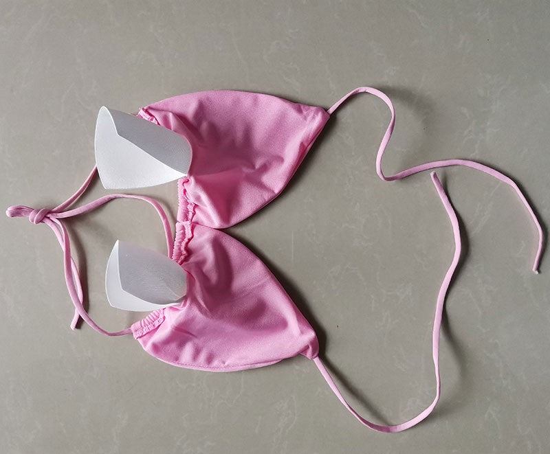 Summer Sexy Bikini set Push-up padded Bra Thong Split Swimwear Female Bandage Bathing Suit Adjustable Lacing Swimsuit Solid