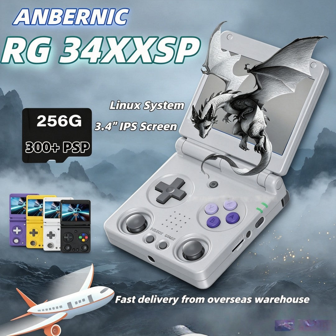RG34XXSP ANBERNIC Flip Retro Handheld Game Console 3.4 Inch  Screen H700 Pocket Game Player Support PSP PS1 GBA NDS Arcade