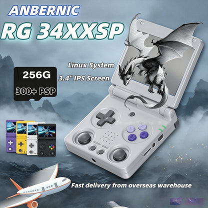 RG34XXSP ANBERNIC Flip Retro Handheld Game Console 3.4 Inch  Screen H700 Pocket Game Player Support PSP PS1 GBA NDS Arcade