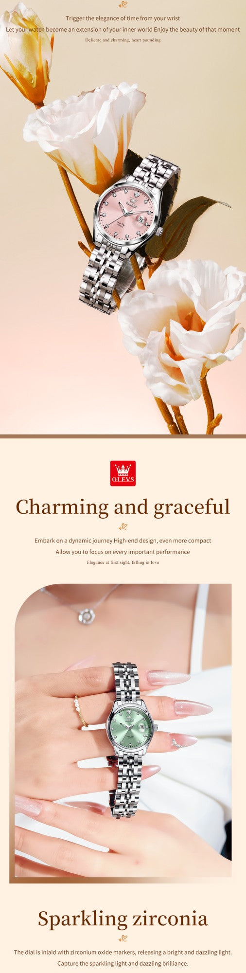 OLEVS Women Watch 5649 New Quartz Wristwatch Waterproof Luminous Date Ladies Watches Original Luxury Elegant Woman‘s Gifts