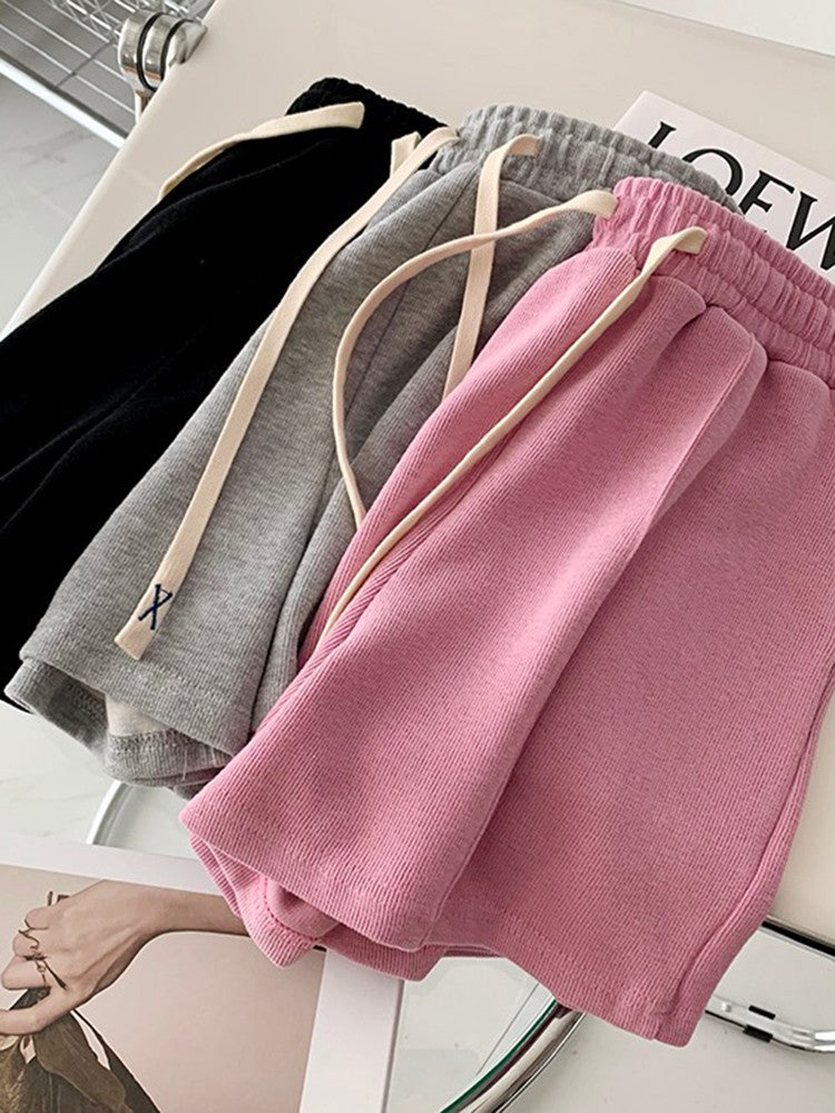 AOSSVIAO 2025 Summer Shorts Women Elasticity Lovely Girls Korean Style Sweet Students Harajuku Simple Pure Gray Trousers Female