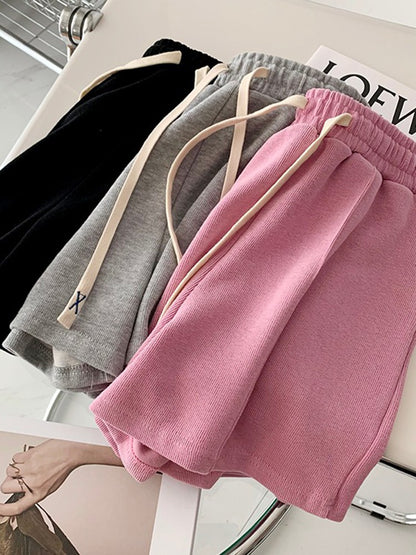 AOSSVIAO 2025 Summer Shorts Women Elasticity Lovely Girls Korean Style Sweet Students Harajuku Simple Pure Gray Trousers Female