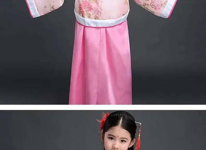 Hanfu Chinese Costume Girls Children Kimono Traditional Vintage Ethnic Fan Students Dance Halloween Japanese Yukata Kimono Style