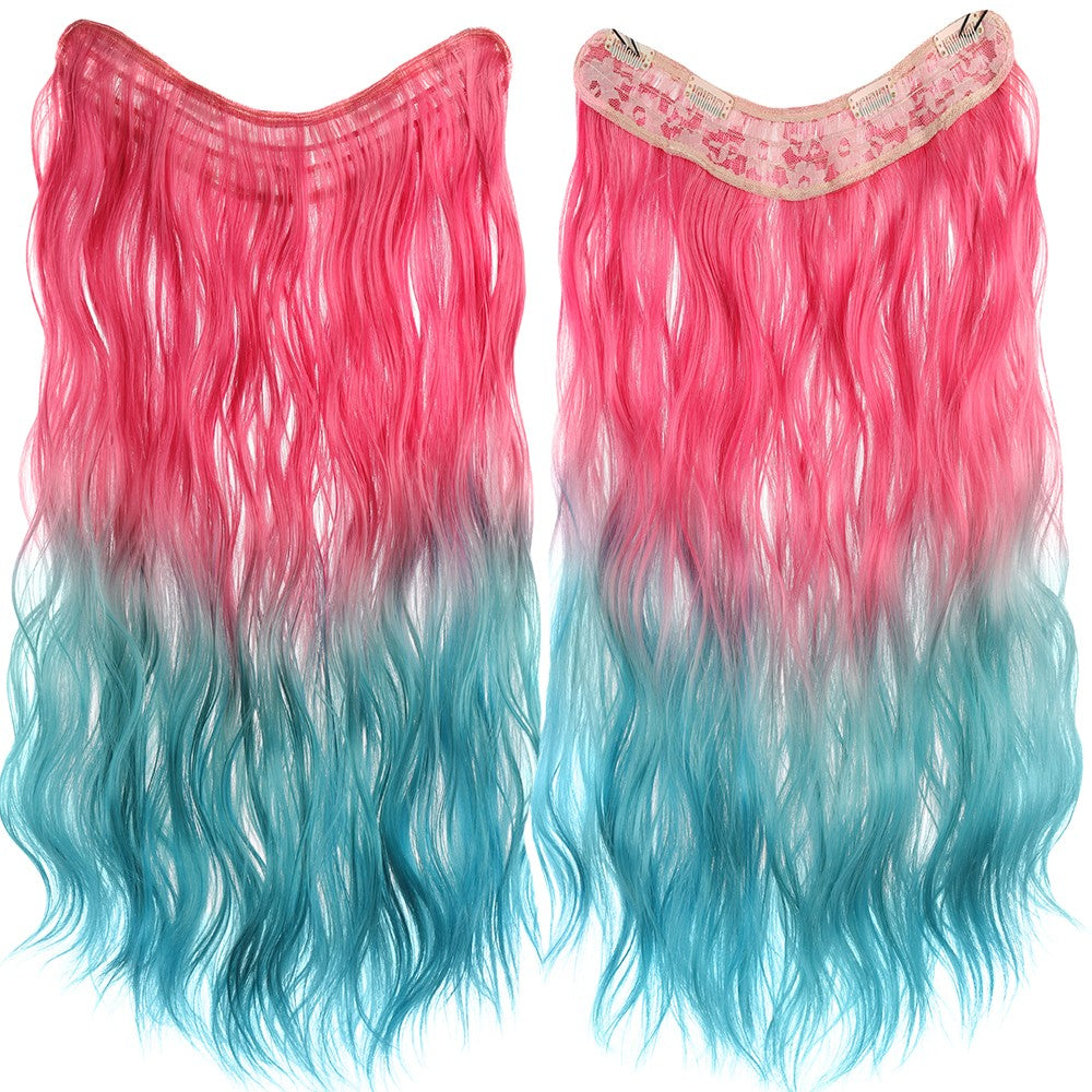 Extensões de Cabelo Sintético em V de uma Peça com 4 Clips Cabelo Liso Longo Peruca Cor 50CM Cabelo Falso Natural