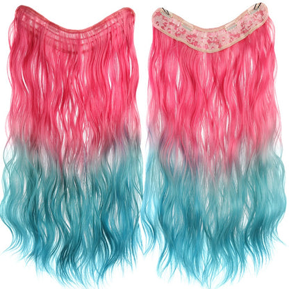 Extensões de Cabelo Sintético em V de uma Peça com 4 Clips Cabelo Liso Longo Peruca Cor 50CM Cabelo Falso Natural