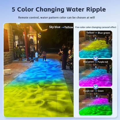 Square Water Ripple Projector Dynamic Water Ripple Logo Indoor Ground Corridor Outdoor Atmosphere Lighting Waterproof Projection