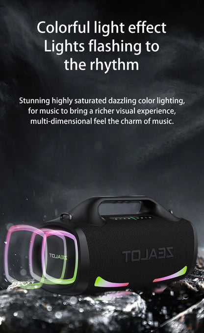 Caixa de Som Sem Fio Zealot S79 100W, Subwoofer Portátil para Exterior, Qualidade de Som Hifi, Pareamento Duplo, Carregamento Rápido, 24000mAh.
