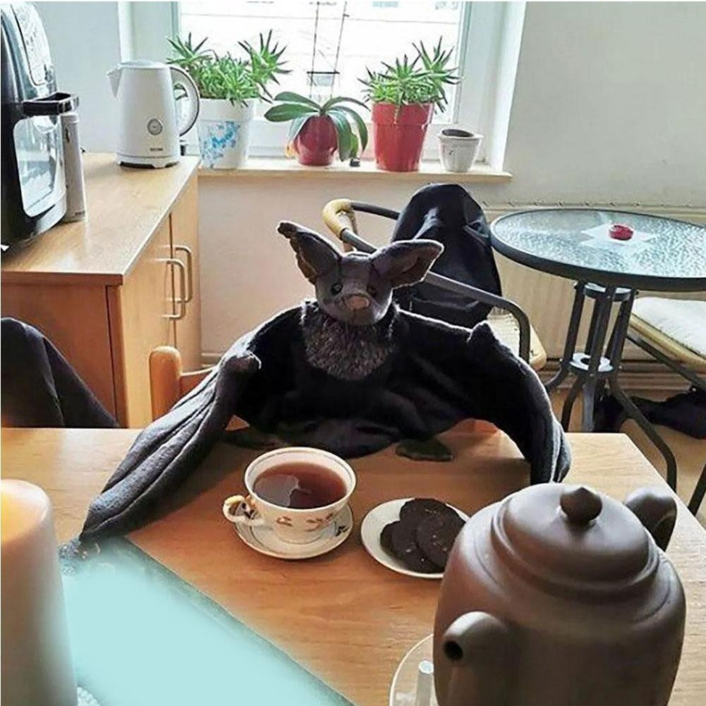 25cm Lovely Grey Bat Plush Stuffed Bat Doll Plush Throw Pillow For Boys and Girls Christmas Halloween Decoration Holiday Gifts