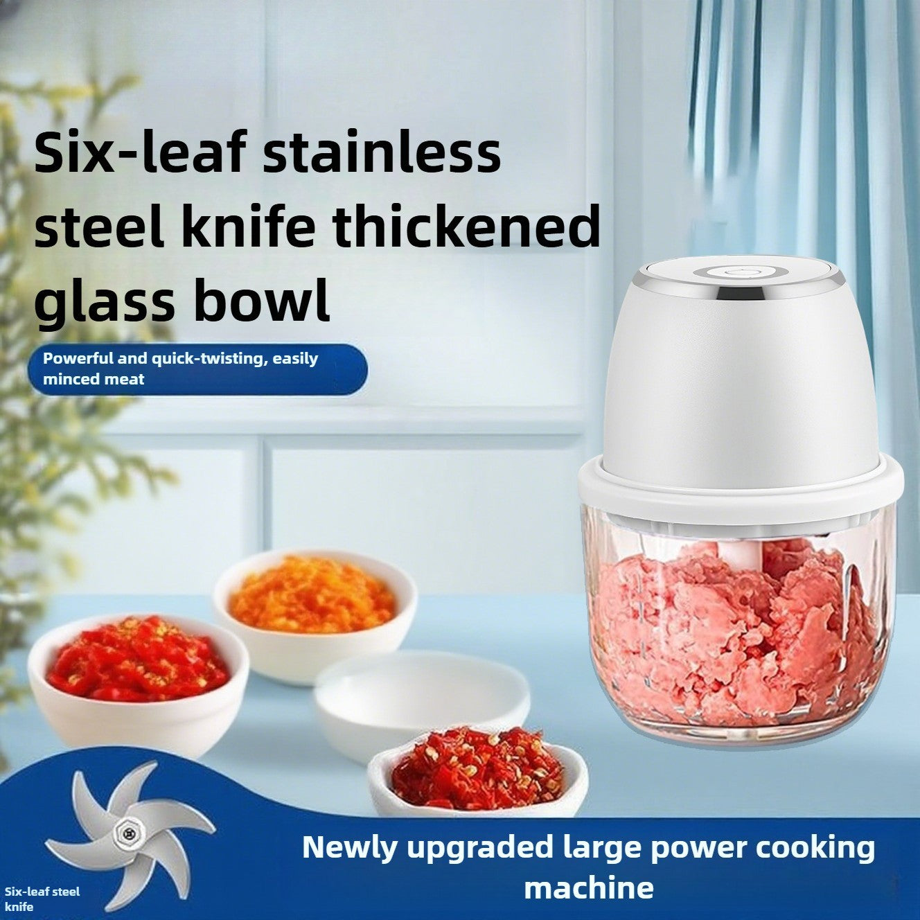 Mini Processador de Alimentos Elétrico TINSOL 350ML, Picador de Carne, Amassador de Alho, USB, Multifuncional, Fatiador de Vegetais, Liquidificador, Misturador de Cozinha