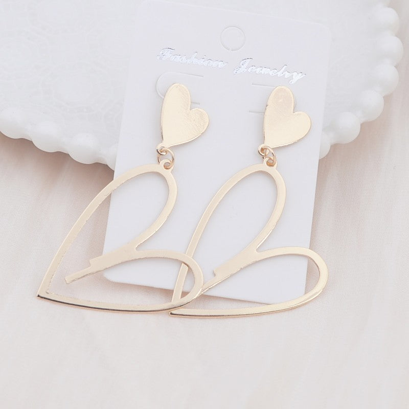2024 Novas Brincos Pendentes de Coração Femininos da Moda Brincos de Coração de Amor de Camada Dupla Lindos Brincos Bohemianos