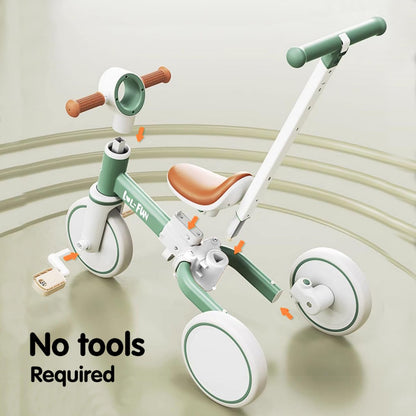 5 in 1 Toddler Tricycles for 1-3 Year Olds Boy Girl Toy, Baby Balance Bike 1 Year Old Kids Gift with Parent Steering Push Handle