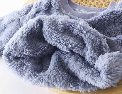 Winter Kids Thick Warm Sets Autumn Boys Girls Flannel Pajamas Suits Baby Long Sleeve Sleepwear Outfits Casual Children Clothes