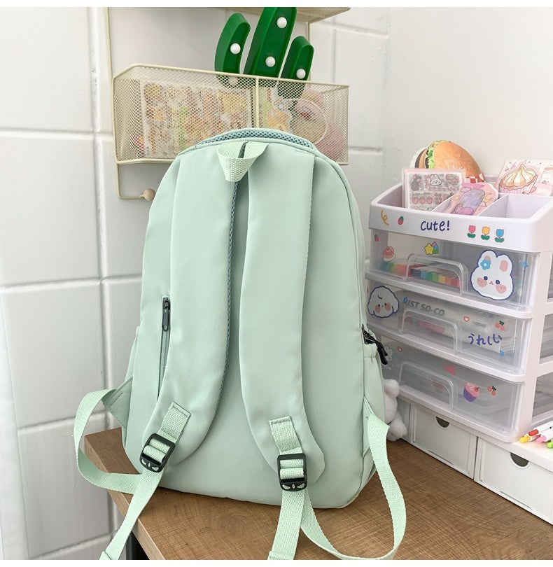 Schoolbags Student Japanese And Versatile Backpack Unisex Large-Capacity Backpack Girl Simple Polyester Material Doll Decoration