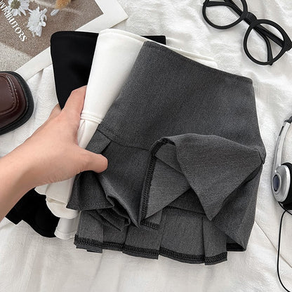 Low Waist Mini Skirt Y2K Black Low Rise Pleated Skort with Bulit-in Shorts Micro Miniskirt Women Teenage Girls Sweet Outfit