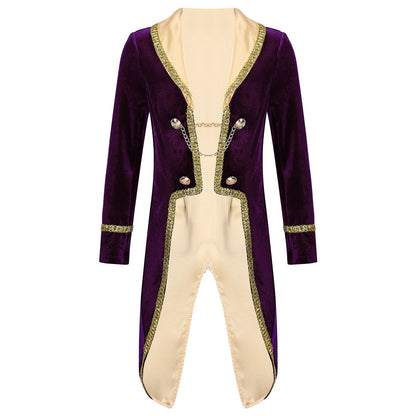 Boys Girls Prince Tuxedo Jacket Turn-Down Collar Coat Halloween Masquerade Theme Party Cosplay Costume Birthday Party Tailcoat