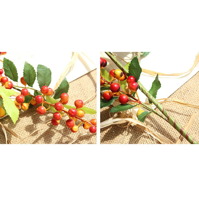 70CM Artificial Red Berries Branch Christmas Tree Ornaments Fake Holly Flowers Bouquet Foam Fruit Plant For Household DIY Decor