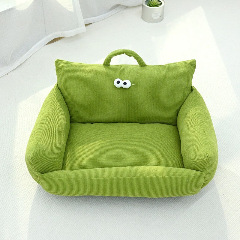 Sofá para Cães e Gatos Cartoon Sle Pet Bed Couch, Série Olhos Grandes, Travesseiro de Uso Diário Outono Inverno, Design de Sofá, Ninho para Pets, Nova Chegada