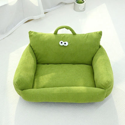 Sofá para Cães e Gatos Cartoon Sle Pet Bed Couch, Série Olhos Grandes, Travesseiro de Uso Diário Outono Inverno, Design de Sofá, Ninho para Pets, Nova Chegada