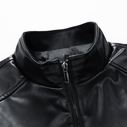 Leather Jacket Men Coats Windproof Oversized 6XL 7XL 8XL Plus Size Autumn Motorcycle Travel Fleece Black Zipper Winter Overcoat