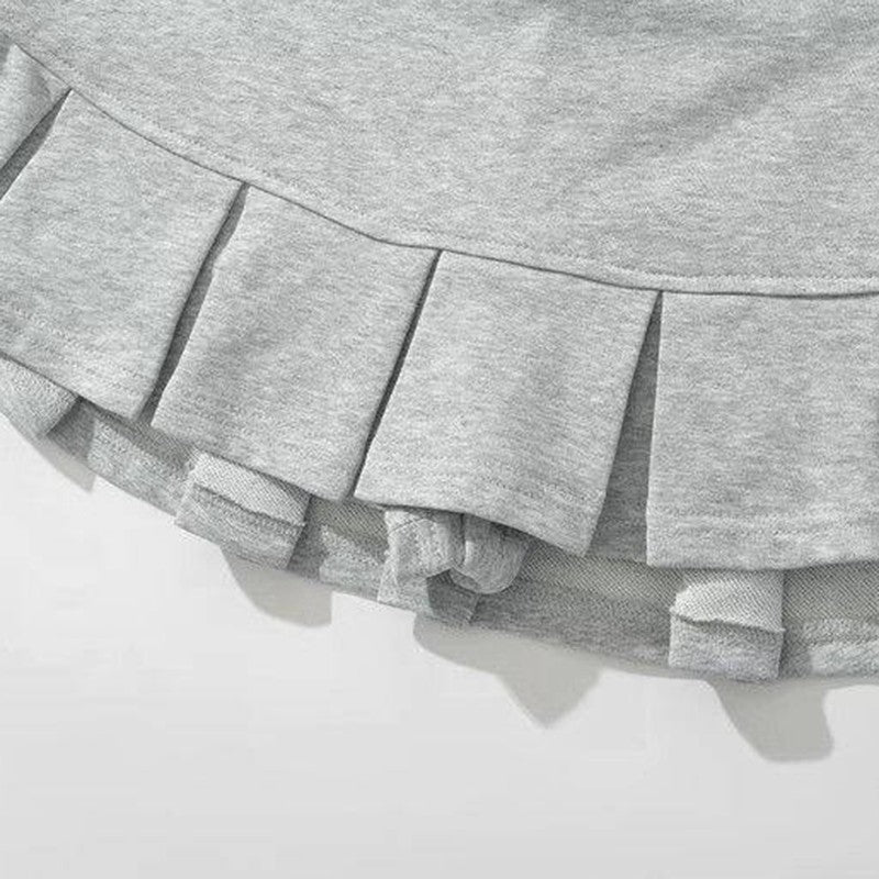 Rimocy Streetwear Y2K Gray Mini Skirts Women 2025 Summer Low Waist Pleated Short