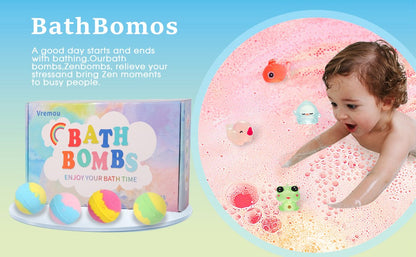 Bombas de Banho para Crianças com Surpresa Dentro, 24 Unidades de Efervescentes de Banho de Espuma Naturais Orgânicos para Meninas e Meninos com Brinquedos de Banho Dentro