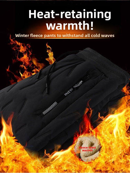 Men's Winter Thiened Fce Lined down Cotton Pants Casual Spor Long Trousers Loose Fit Warm Outerwear for Autumn And Winter