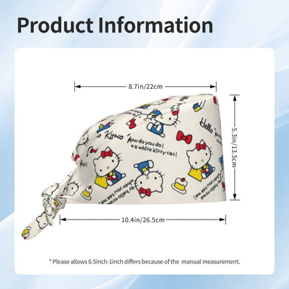 Custom Hello Kitty Medical Staff Scrubs Hat Women Men Cartoon Chara For Chef Hat Scrub Caps