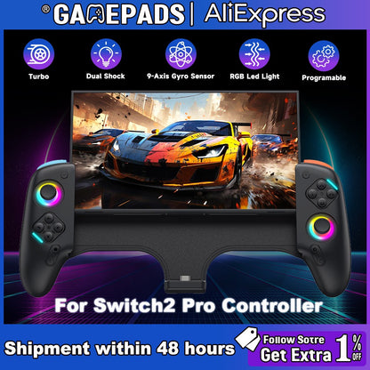 Wired Controller For Nintendo Switch 2 Pro Programmable RGB 9-Axis vibration/macro Joy-Controller Hall Effect Gamepad Joysticks