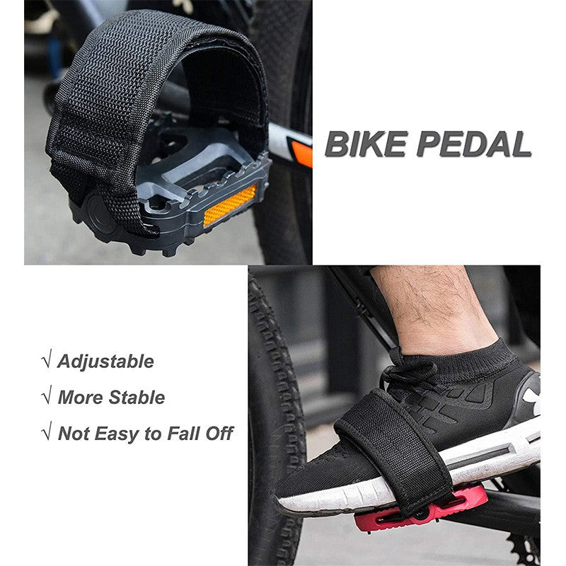 1 Pair Adjustable Bike Pedal Straps - Nylon Backing for Fixed Gear/Road/MTB, Non-Slip Toe Clip Belt Cycling Accessories