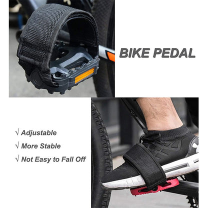 1 Pair Adjustable Bike Pedal Straps - Nylon Backing for Fixed Gear/Road/MTB, Non-Slip Toe Clip Belt Cycling Accessories