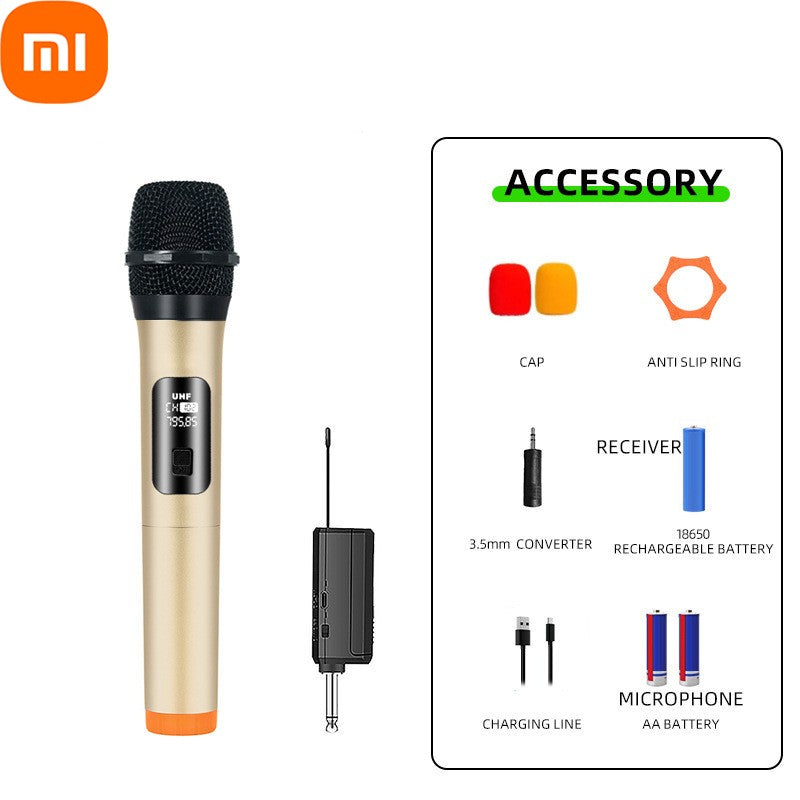 Microfone Sem Fio Xiaomi 2.4G UHF Frequência Fixa 2 Canais Microfone de Mão Para Festa Ao Vivo Karaokê Reunião Profissional