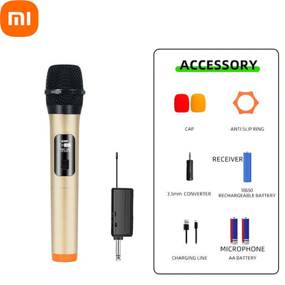 Microfone Sem Fio Xiaomi 2.4G UHF Frequência Fixa 2 Canais Microfone de Mão Para Festa Ao Vivo Karaokê Reunião Profissional