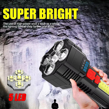 COB High Power LED Flashlight USB Rechargeable Waterproof Lamp For Camping Hiking Fishing Portable Flashlight Emergency Lantern