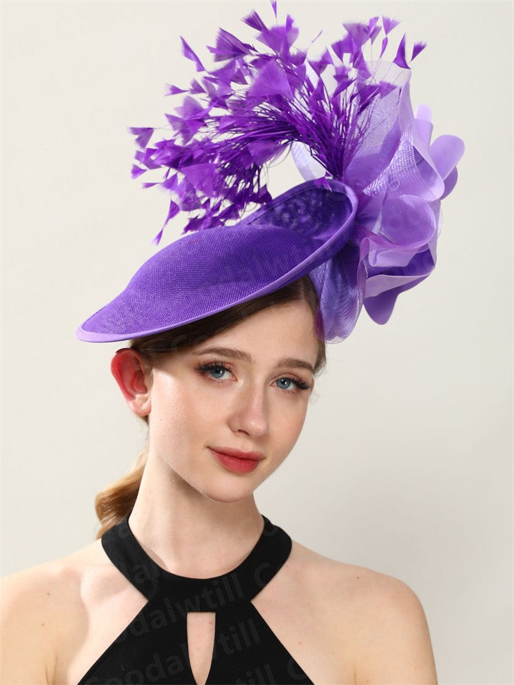 Big Flower Wedding Fascinator Hat Women Formal Party Tea Headpiece Ladies Cocktail Church Chapeau Cap Headband Woman Millinery