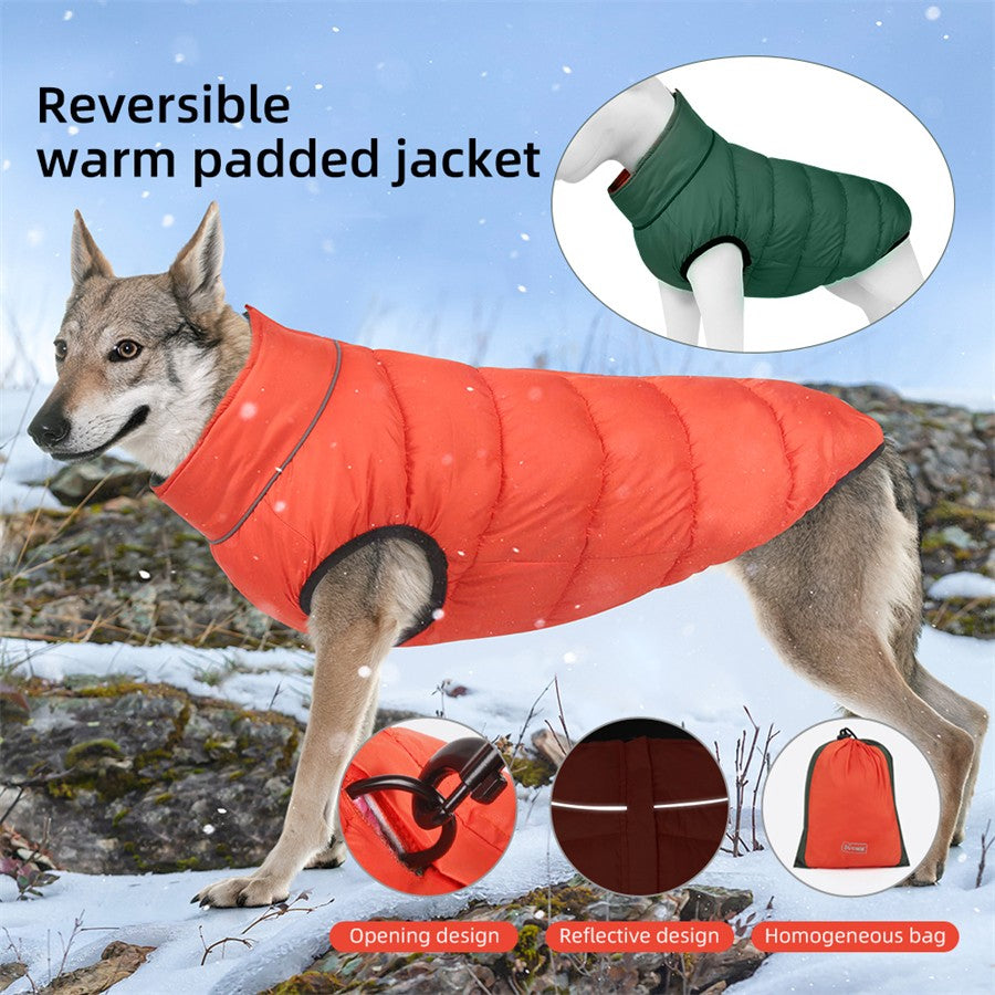 Autumn Winter New Double-Sided Warm Dog Cotton Clothes Pet Clothes One Piece through the Winter Dog Clothes