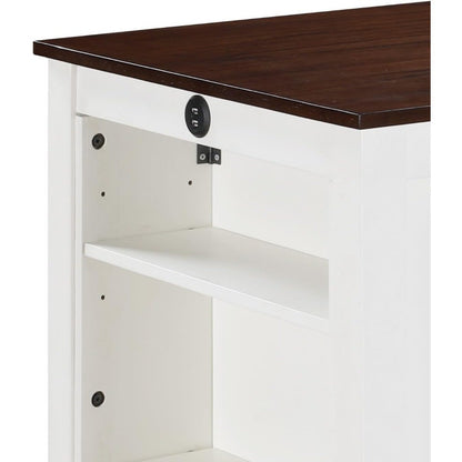 Graham 36 White Counter Height Dining Table w/USB, Shelves, Small Space Design - MDF Wood for Kitchen, Apartment, Breakfast Nook