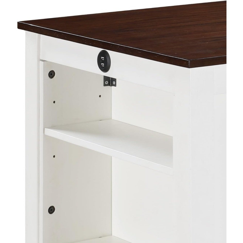 Graham 36 White Counter Height Dining Table w/USB, Shelves, Small Space Design - MDF Wood for Kitchen, Apartment, Breakfast Nook