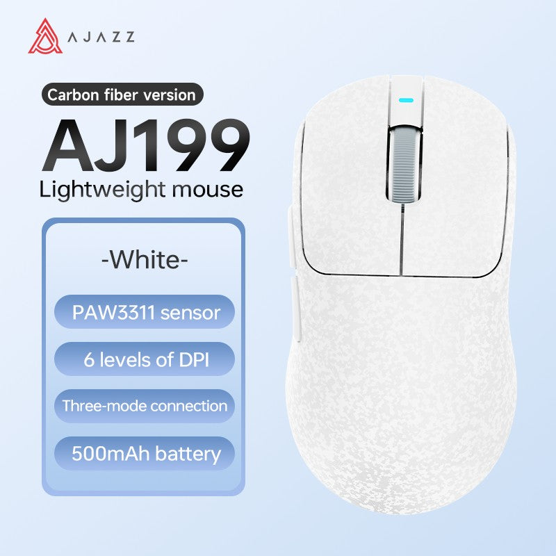 AJAZZ AJ199 Mouse Gamer Sem Fio PAW3311 24000DPI Leve Bluetooth/Com Fio em Fibra de Carbono para PC Laptop Gamer