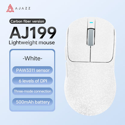 AJAZZ AJ199 Mouse Gamer Sem Fio PAW3311 24000DPI Leve Bluetooth/Com Fio em Fibra de Carbono para PC Laptop Gamer